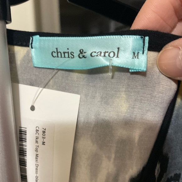 Sz Med⭐️NWT Chris and Carol Ikat Black & Grey Summer Maxi Dress - Picture 9 of 13